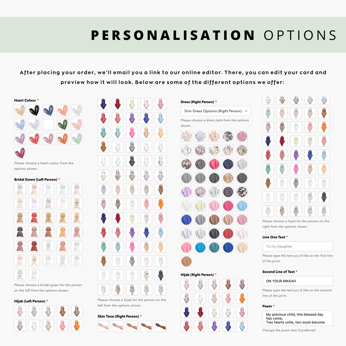 Personalised Nikkah day poem print for mother-in-law from bride. Hijabi illustration and heartfelt message framed as a Muslim wedding keepsake.