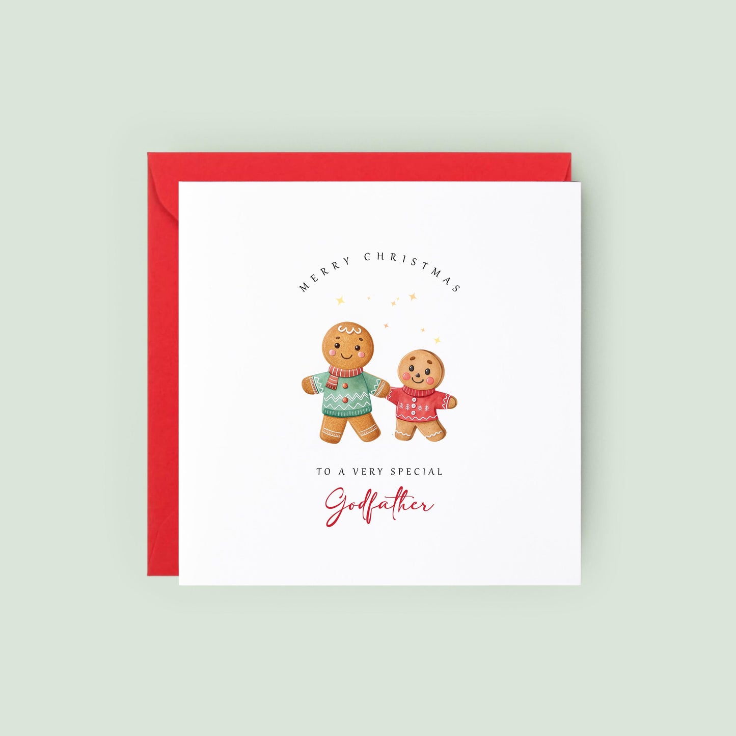 Send festive wishes with this adorable gingerbread Christmas card for your godfather from his godson. A sweet Christmas keepsake he'll treasure.