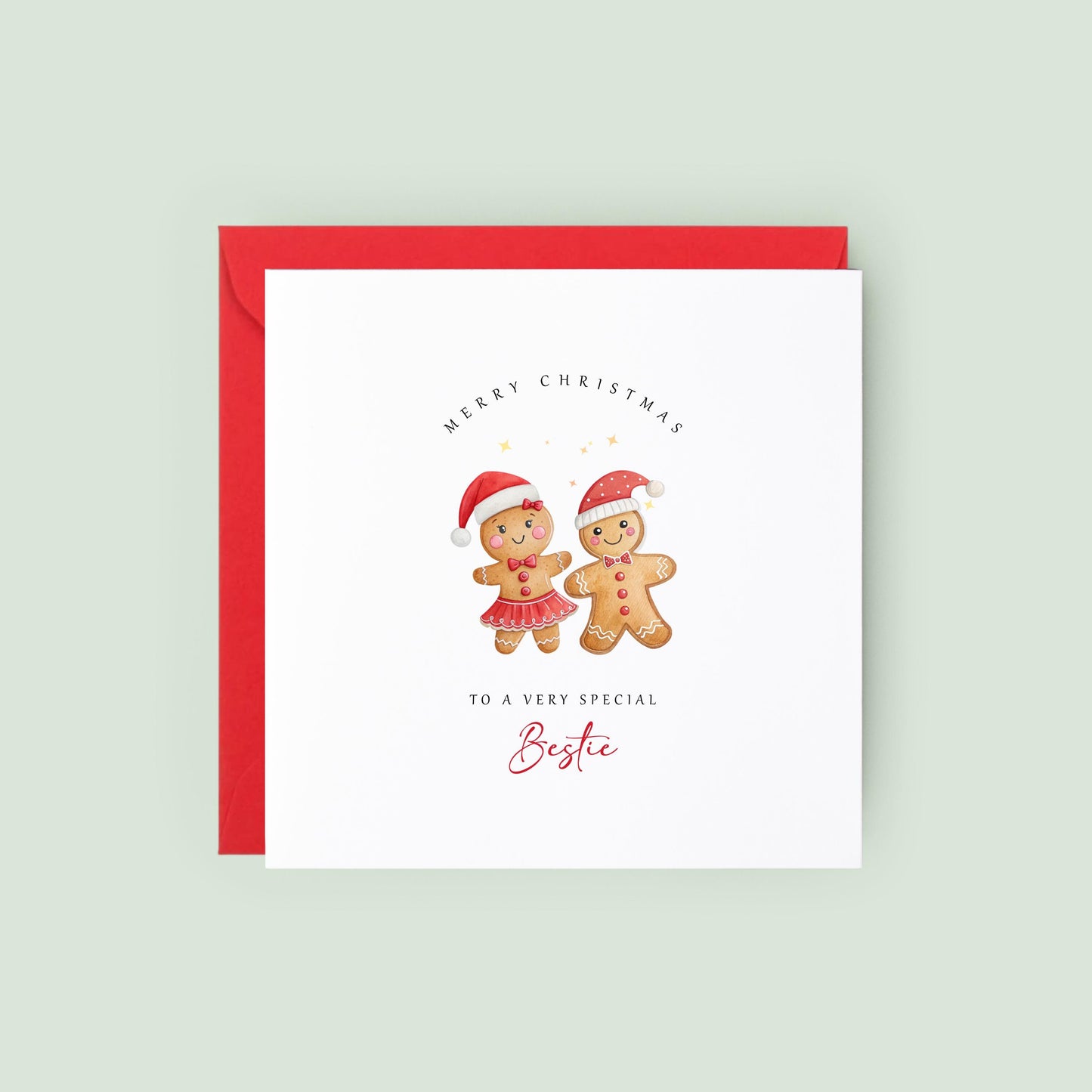 Celebrate your best friend this Christmas with a cute gingerbread Bestie Christmas card. A festive keepsake perfect for your favourite person.
