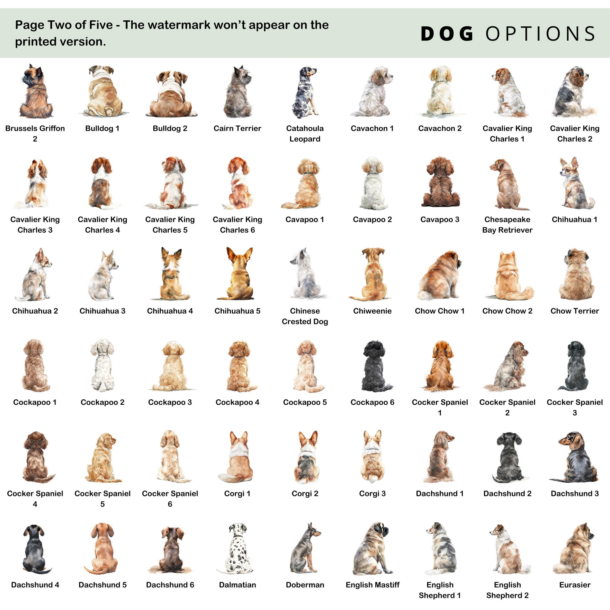 Watercolour Mother’s Day card from the pet, showing a fluffy dog from behind with a flower crown and pink hearts, with the text “To a special Mummy, Happy Mother’s Day” on a neutral background.