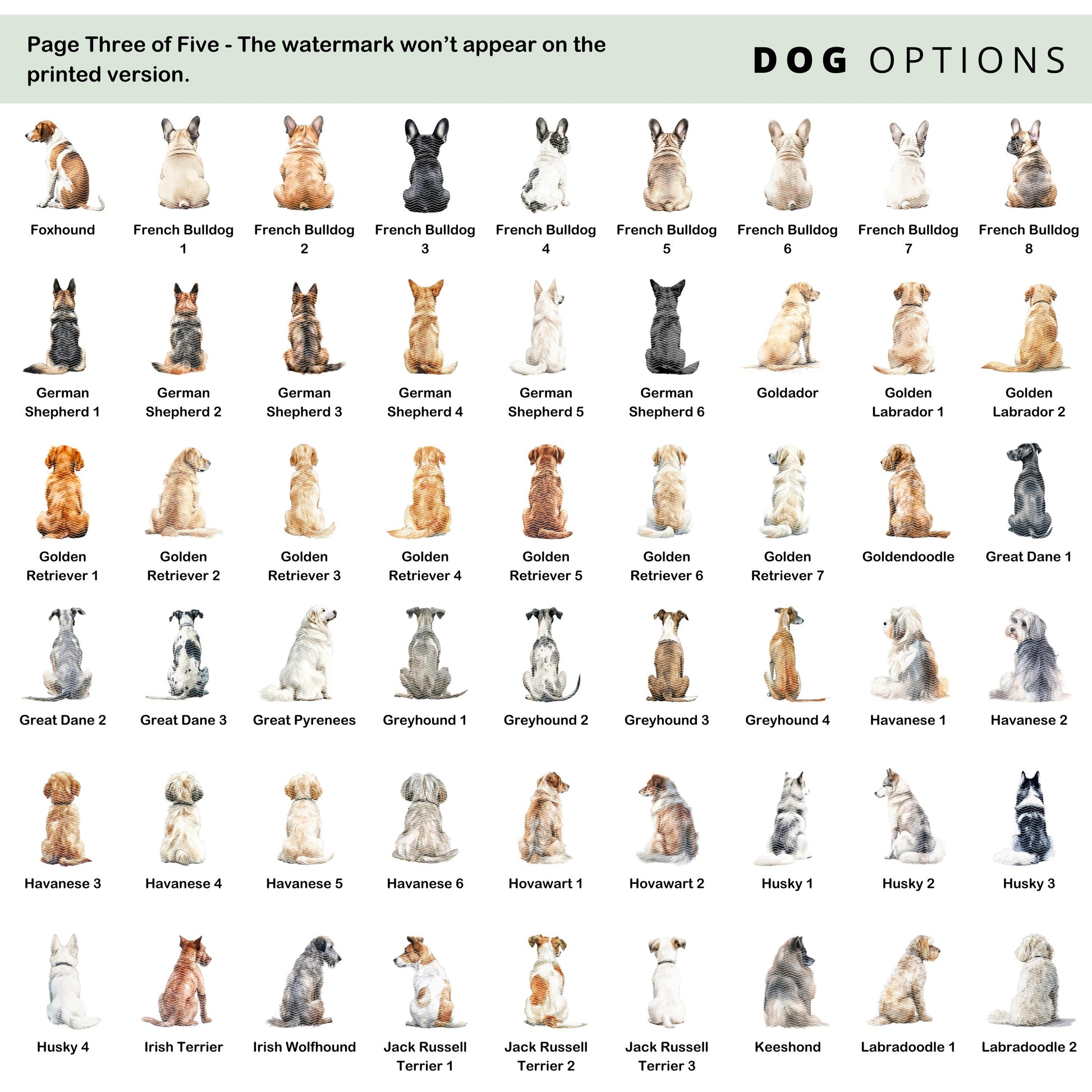 Watercolour Mother’s Day card from the pet, showing a fluffy dog from behind with a flower crown and pink hearts, with the text “To a special Mummy, Happy Mother’s Day” on a neutral background.