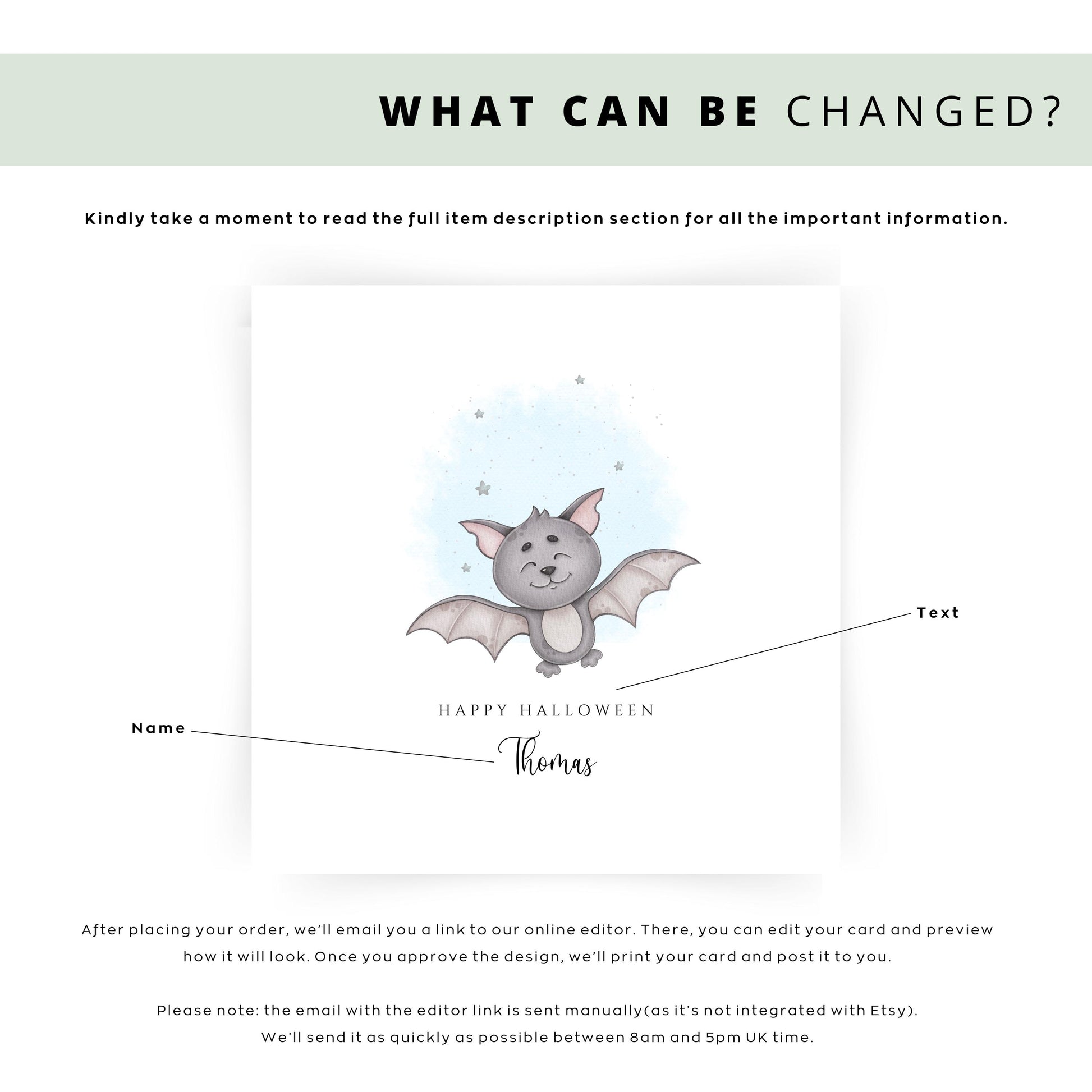 Happy Halloween card for kids, recycled card with name.