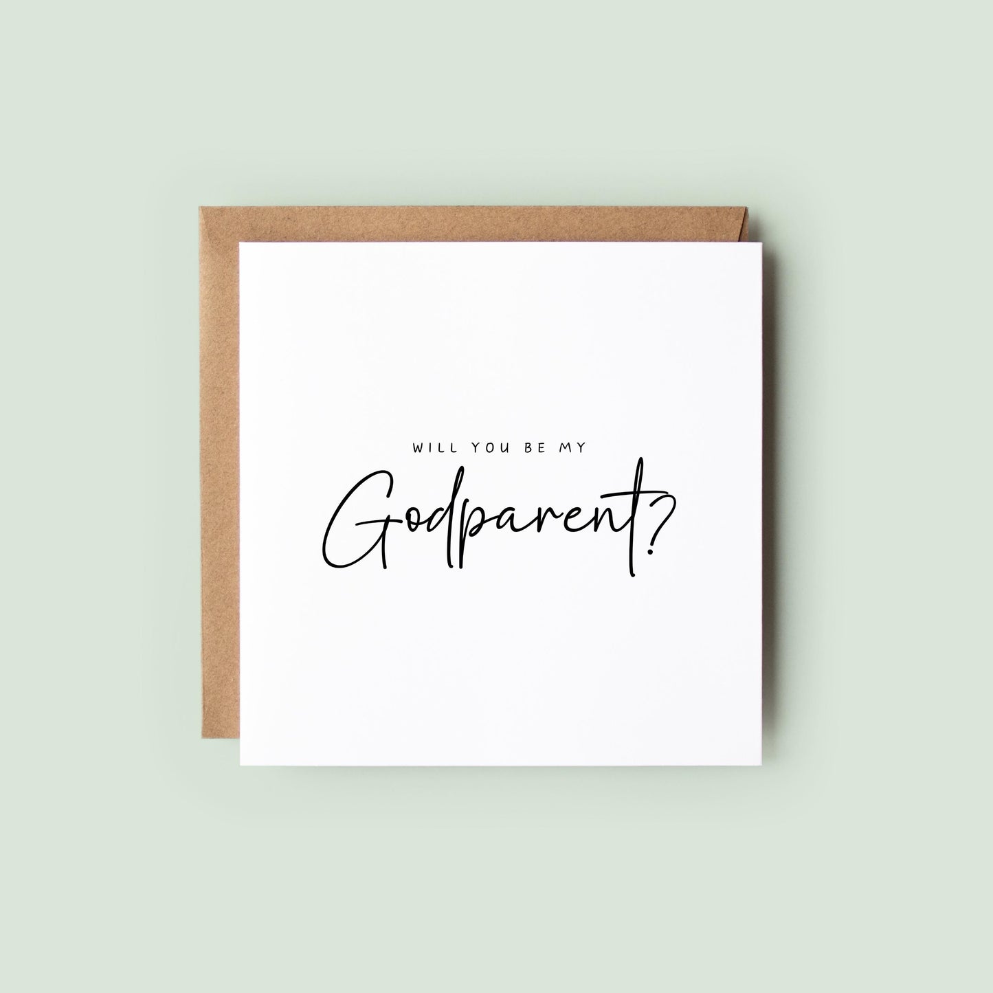 Minimalist “Will You Be My Godparent?” card, perfect for godmother, godfather, or guide parent proposals. Ideal for christenings, baptisms, or naming days. Elegant keepsake design with a modern, neutral style.