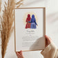 Personalised Nikkah poem print from sister to bride with hijabi artwork and touching Islamic message. Keepsake gift for Muslim weddings.