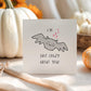 Funny illustrated Halloween card featuring a wide-eyed cartoon bat with hearts, and the caption “I’m Bat Shit Crazy About You”, perfect for spooky season love