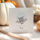 Personalised Halloween card with cute bat and child’s name.