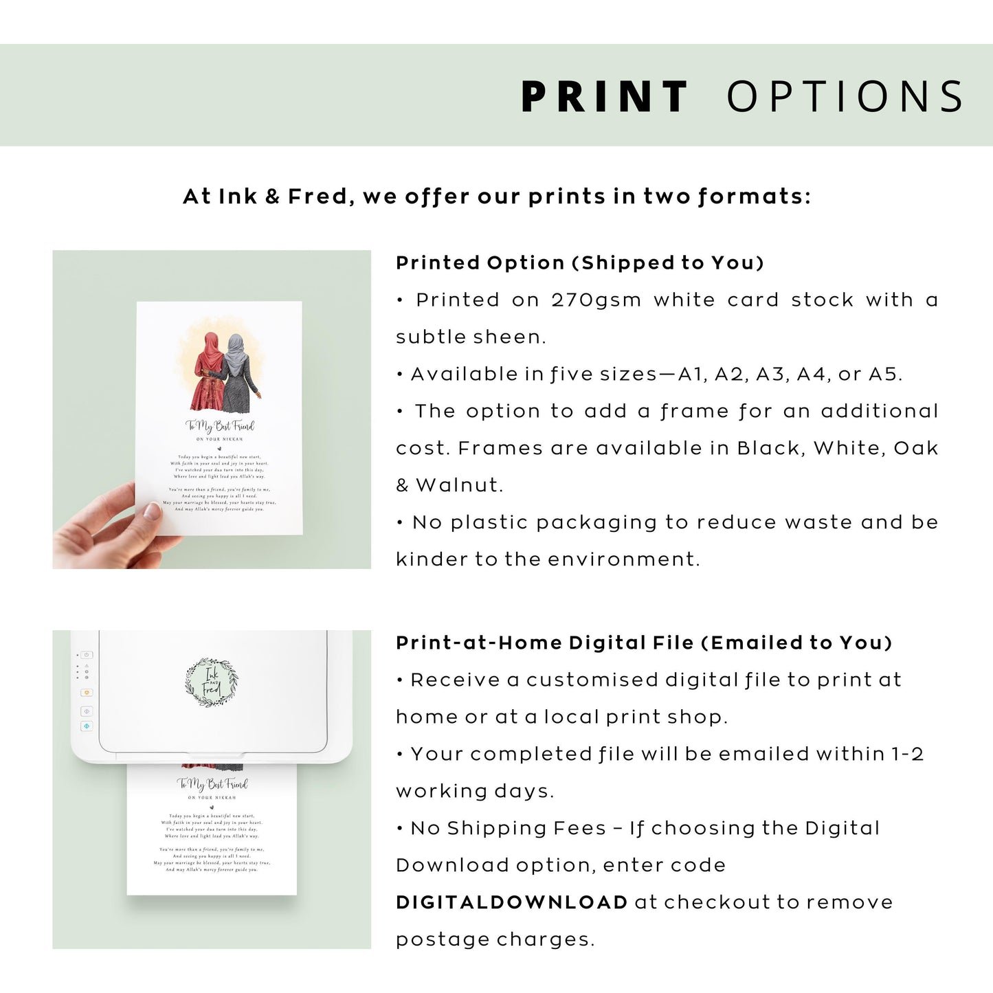 Islamic wedding gift from friend with custom names and date.