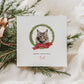 Personalised Maine Coon cat Christmas card with festive wreath design. Ideal holiday card for Cat Mum, Cat Dad, or a cat sitter.