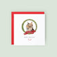 Personalised American Bobtail cat Christmas card with festive wreath and red ribbon design. Custom greeting card for cat mums, cat dads, or pet sitters.