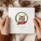 Personalised American Wirehair cat Christmas card with festive design. Custom holiday card for Cat Mum, Cat Dad, or a cat sitter.