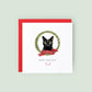 Personalised Bombay Black Cat Christmas card with festive design. Ideal gift or greeting from the cat to Cat Mum, Dad, or Sitter.