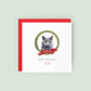 Personalised British Shorthair cat Christmas card with festive wreath design. Ideal holiday card for Cat Mum, Cat Dad, or a cat sitter.