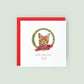 Personalised Chausie cat Christmas card with festive wreath design. Ideal holiday card for Cat Mum, Cat Dad, or a cat sitter.