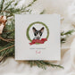 Personalised Cornish Rex cat Christmas card with festive wreath design. Ideal holiday card for Cat Mum, Cat Dad, or a cat sitter.