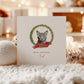Personalised Egyptian Mau cat Christmas card with festive wreath design. Ideal holiday card for Cat Mum, Cat Dad, or a cat sitter.