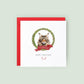 Personalised Maine Coon cat Christmas card with festive wreath design. Ideal holiday card for Cat Mum, Cat Dad, or a cat sitter.