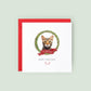 Personalised Ocicat cat Christmas card with festive wreath design. Ideal holiday card for Cat Mum, Cat Dad, or a cat sitter.