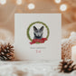 Personalised Russian Blue cat Christmas card with festive wreath design. Ideal holiday card for Cat Mum, Cat Dad, or a cat sitter.