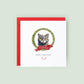 Personalised Scottish Fold cat Christmas card with festive wreath design. Ideal holiday card for Cat Mum, Cat Dad, or a cat sitter.