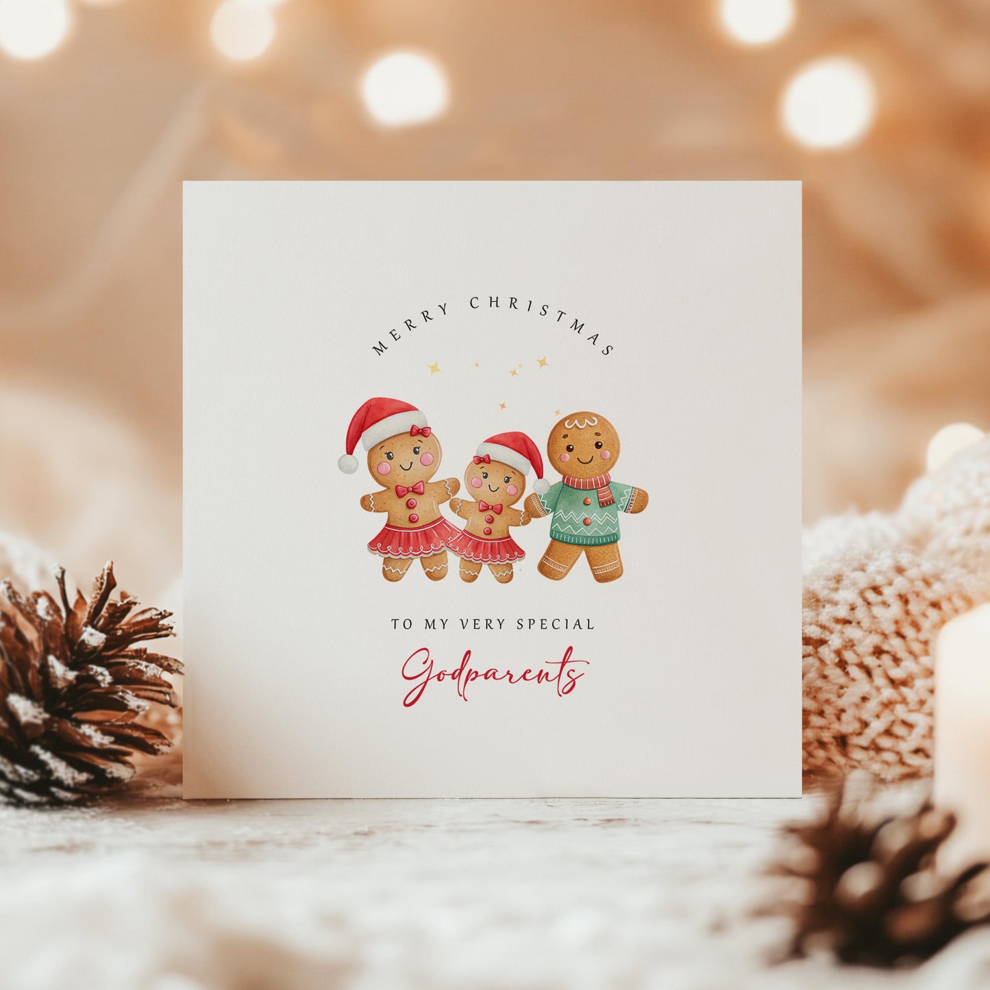 Godparents Christmas Card | Gingerbread Godparents Christmas Card | Cute Christmas Card from Goddaughter | Festive Family Card