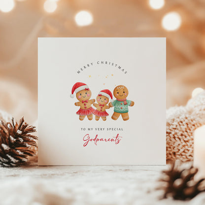 Godparents Christmas Card | Gingerbread Godparents Christmas Card | Cute Christmas Card from Goddaughter | Festive Family Card