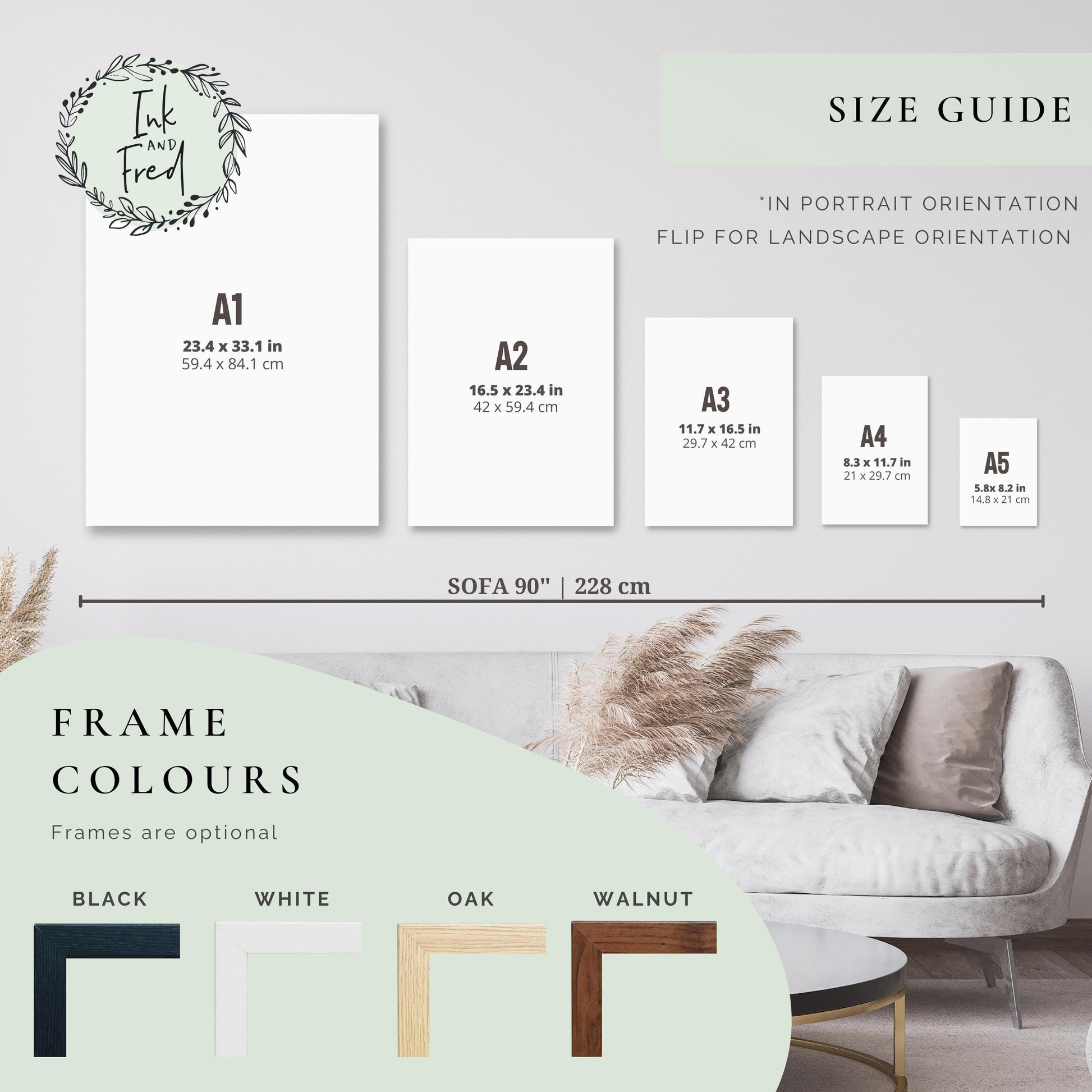 Personalised dog and cat memorial print showing two pets with halos on a soft yellow watercolour background, with their names and a remembrance quote beneath, modern Rainbow Bridge pet loss wall art.