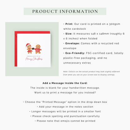 Christmas pregnancy announcement card featuring a festive gingerbread couple holding a baby scan with the message "Someone Wants to Say Merry Christmas."