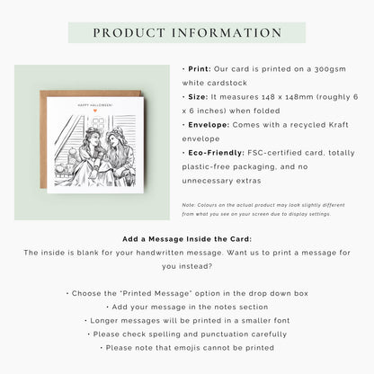 Create a personalised Halloween sketch card from your favourite photo. A unique custom keepsake for families, couples and spooky season celebrations.