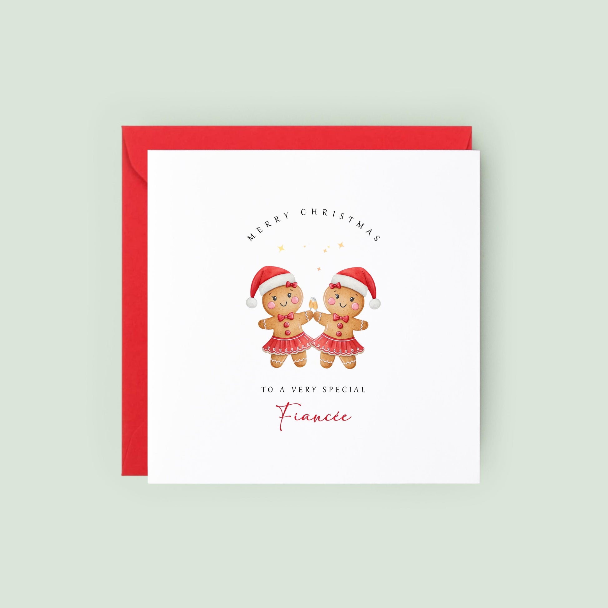Celebrate Christmas with your fiancée using this adorable LGBTQ+ gingerbread Christmas card. A sweet festive keepsake for her.