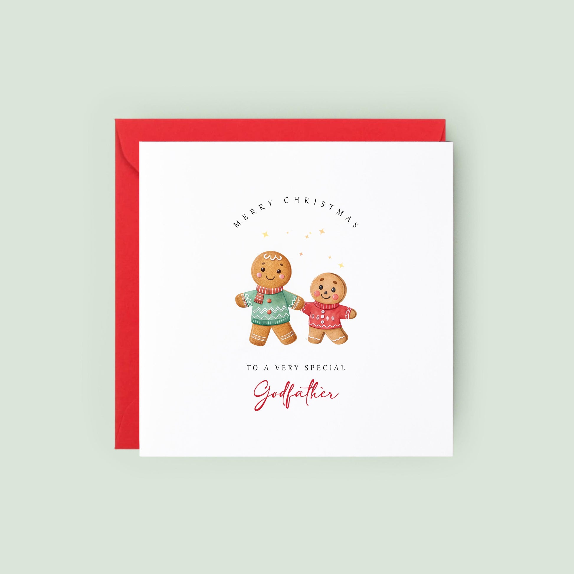 Send festive wishes with this adorable gingerbread Christmas card for your godfather from his godson. A sweet Christmas keepsake he'll treasure.