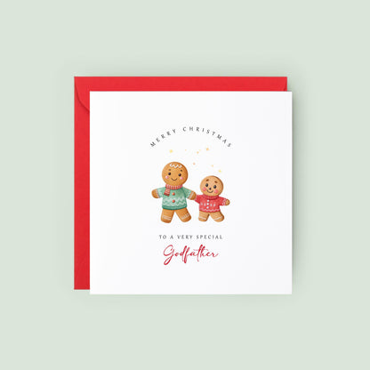 Send festive wishes with this adorable gingerbread Christmas card for your godfather from his godson. A sweet Christmas keepsake he'll treasure.