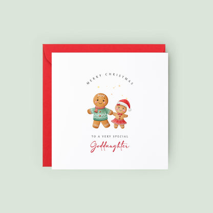Send festive wishes with this adorable gingerbread Christmas card for your goddaughter from her godfather. A keepsake she'll treasure.