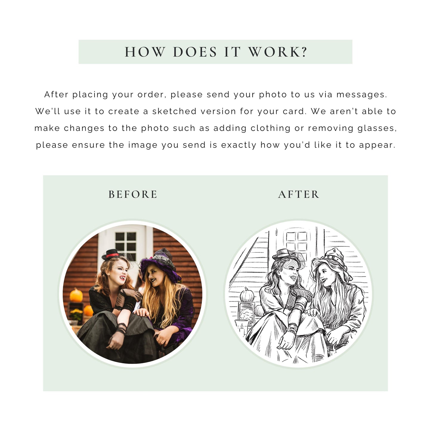 Create a personalised Halloween sketch card from your favourite photo. A unique custom keepsake for families, couples and spooky season celebrations.