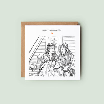 Create a personalised Halloween sketch card from your favourite photo. A unique custom keepsake for families, couples and spooky season celebrations.