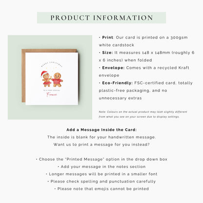 Celebrate Christmas with your fiancé using this adorable gingerbread couple Christmas card. A romantic festive card for your future husband.