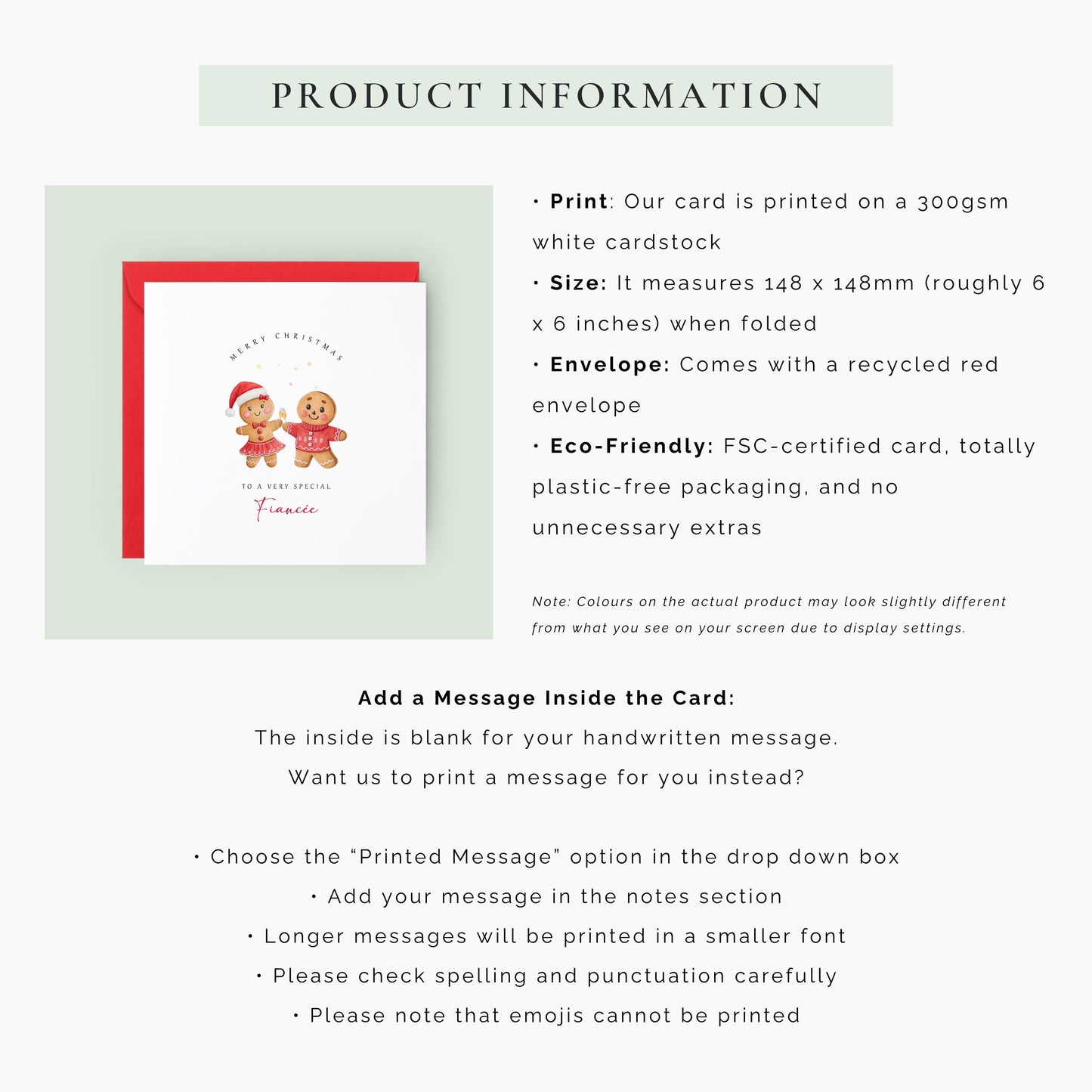 Celebrate Christmas with your fiancée with this adorable gingerbread couple Christmas card. A romantic festive keepsake for your future wife.