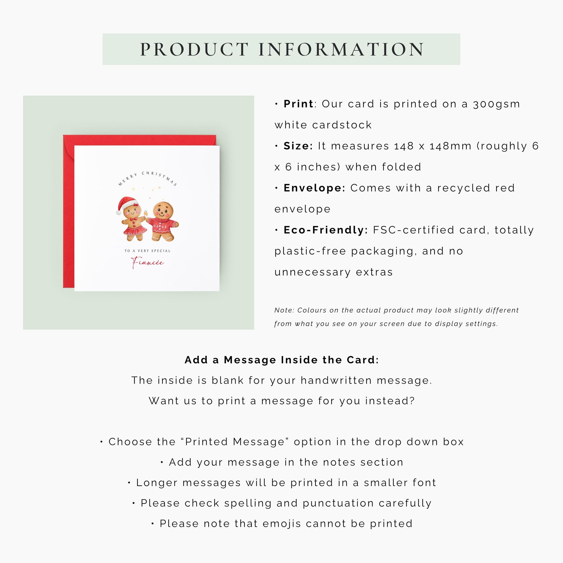Celebrate Christmas with your fiancée with this adorable gingerbread couple Christmas card. A romantic festive keepsake for your future wife.