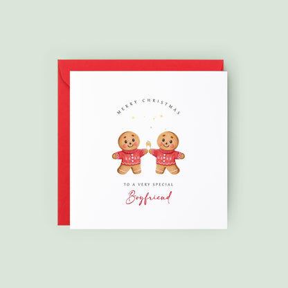Celebrate Christmas with your boyfriend using this adorable LGBTQ+ gingerbread Christmas card. A sweet festive keepsake he'll love.