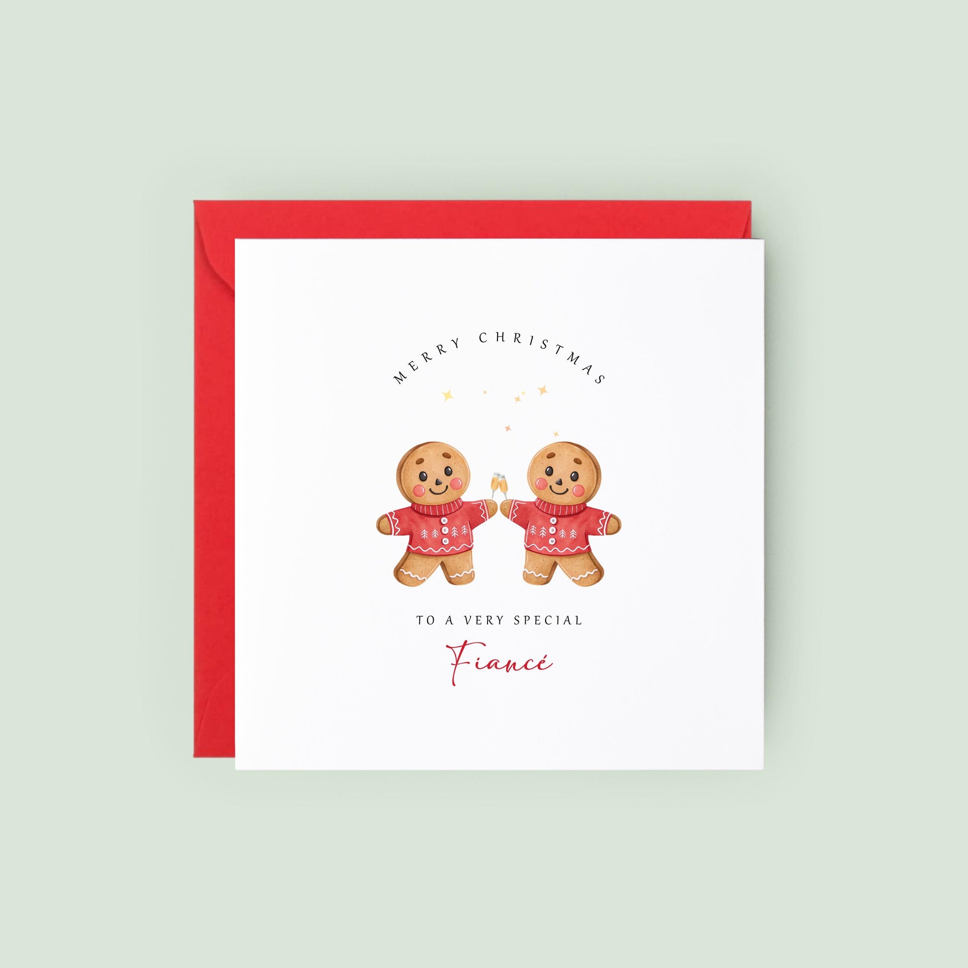 Celebrate Christmas with your fiancé using this adorable LGBTQ+ gingerbread Christmas card. A romantic festive keepsake for your future husband.