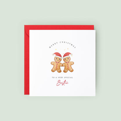 Celebrate your friendship this Christmas with a cute gingerbread Christmas card for your male best friend. A festive keepsake he'll love.