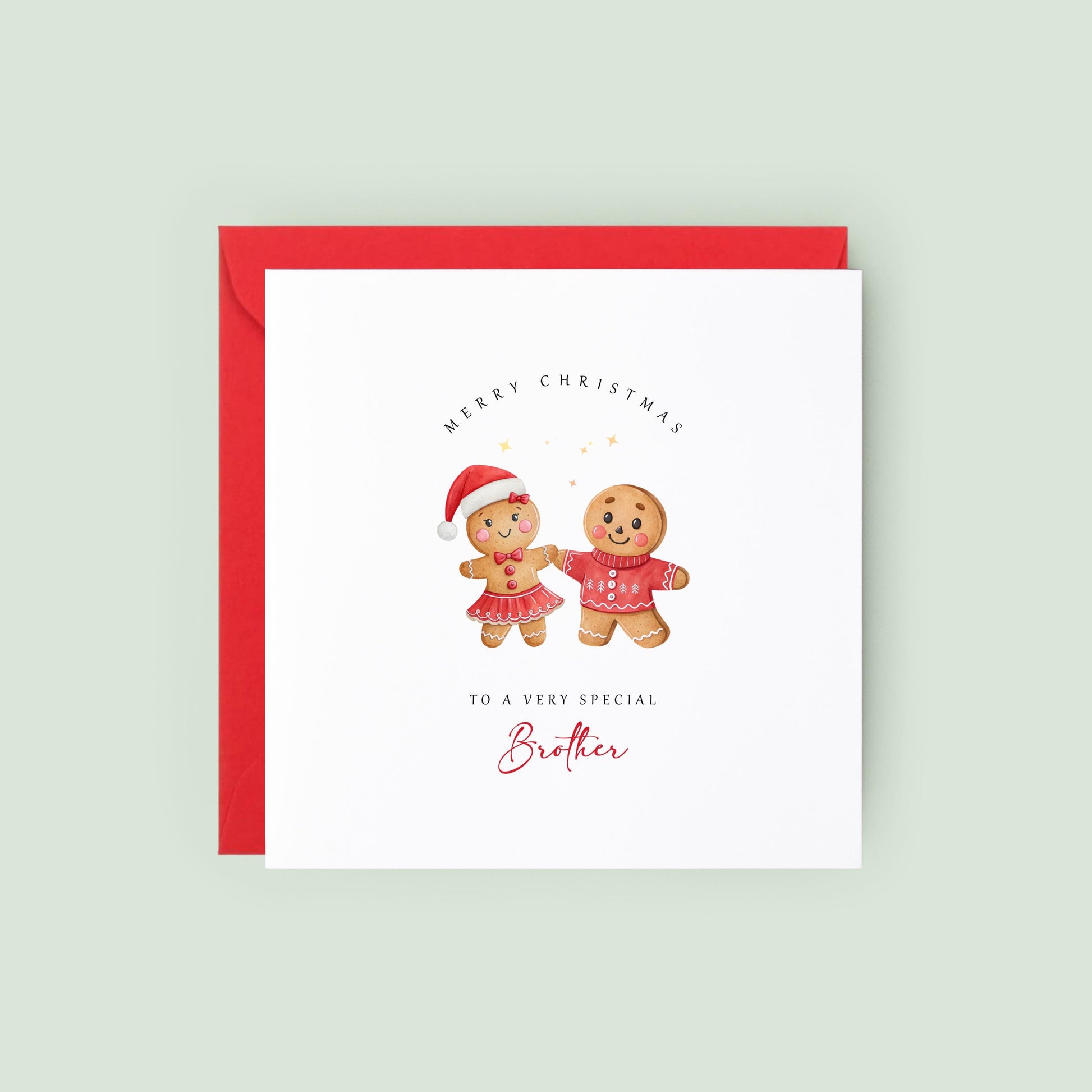 Celebrate your brother this Christmas with a cute gingerbread Christmas card from his sister. A festive keepsake he'll treasure.