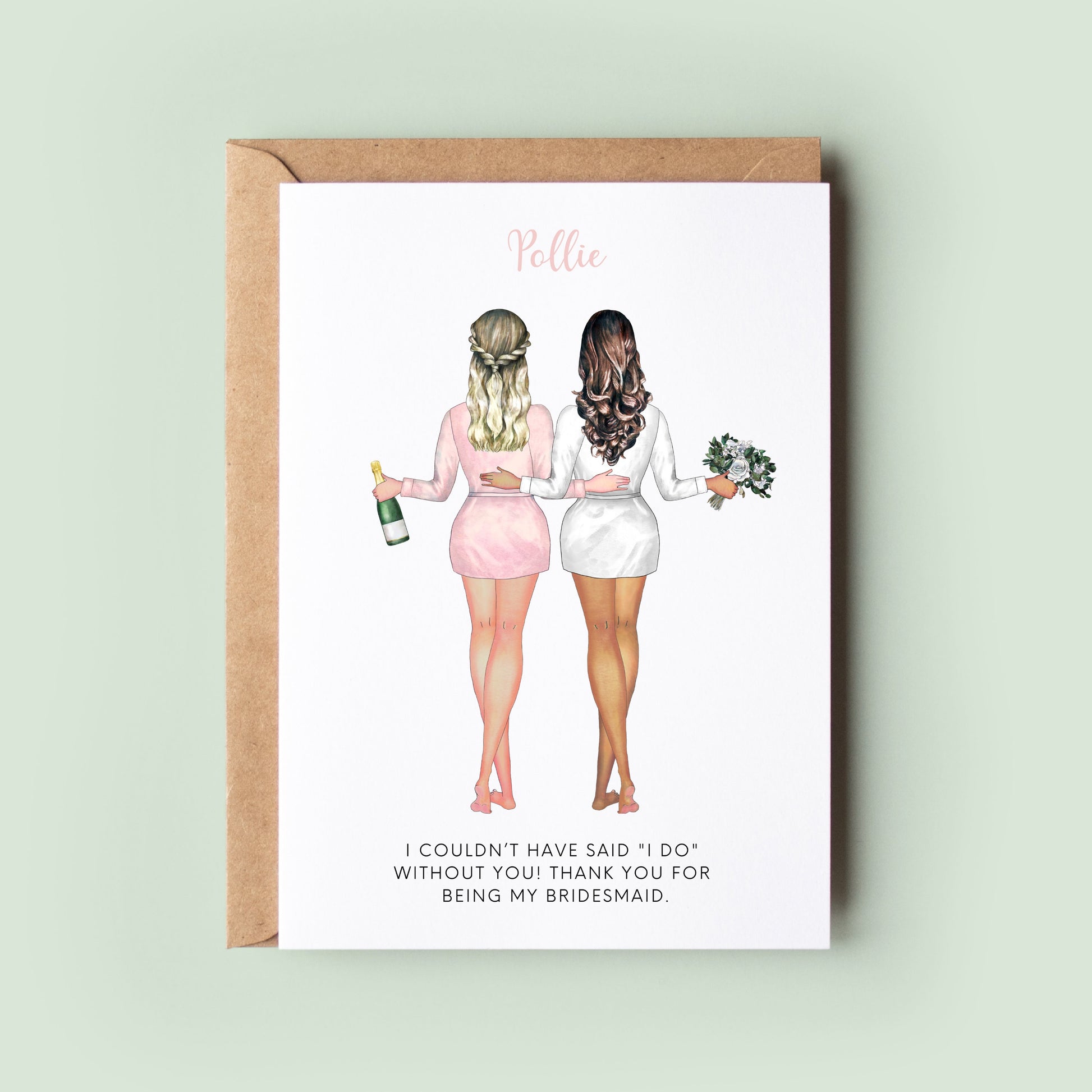 Personalised Bridesmaid Thank You Card, Maid of Honour Thank you, Customisable Bridesmaid Card, Wedding Thank Card, Bridesmaid Thanks - #063