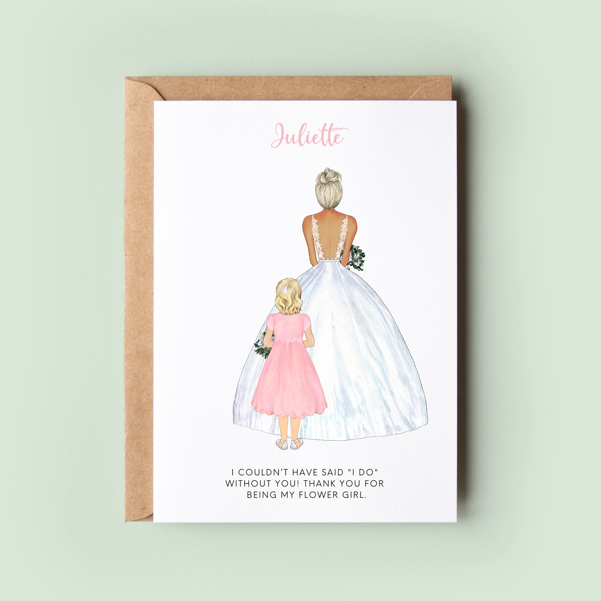 Personalised Flower Girl Thank You Card, Bridesmaid Thank you Card, Customisable Bridesmaid Card, Wedding Thank You Card, Bridesmaid Thanks
