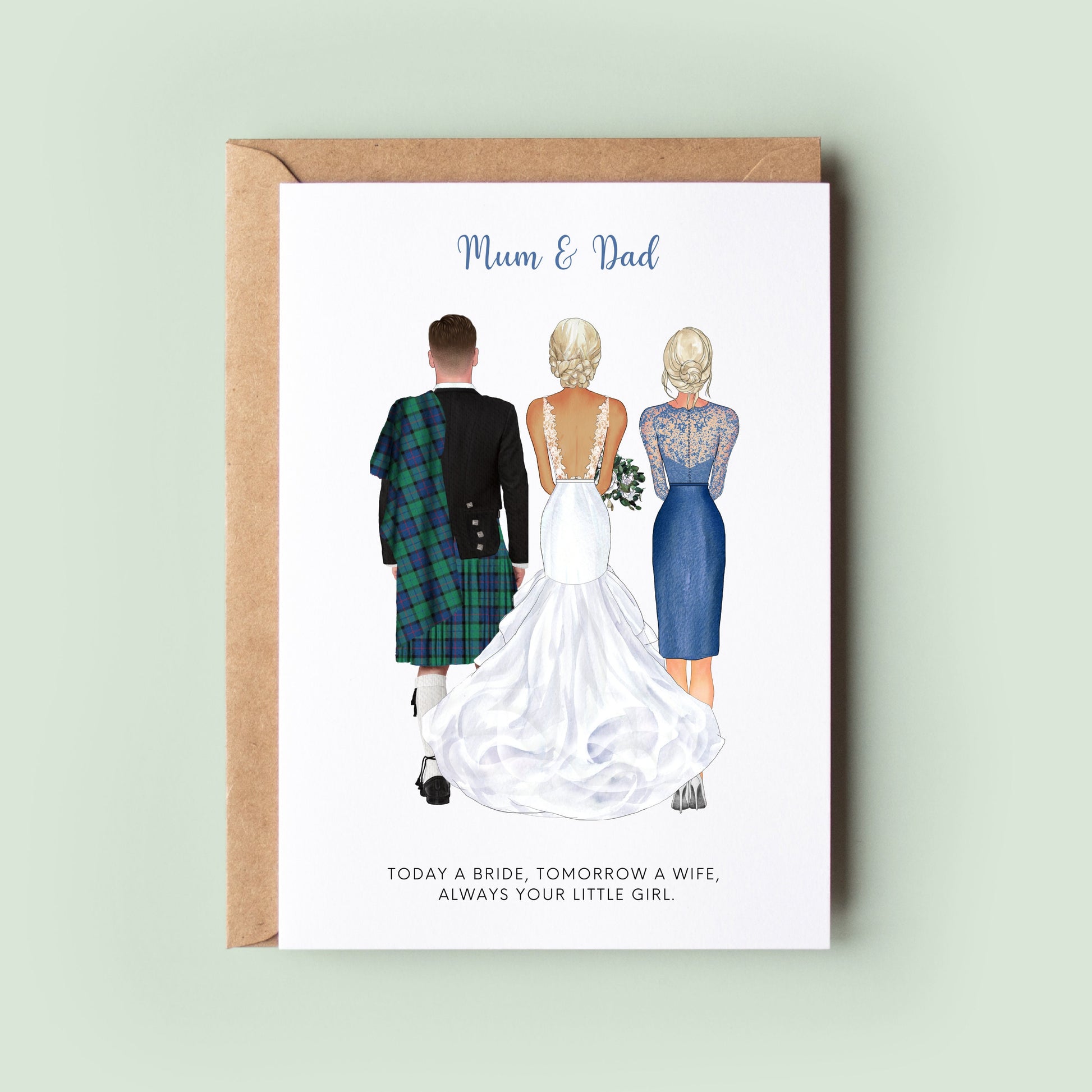 Personalised Wedding Card, Mum & Dad, Mother of the Bride, Wedding Thank You Card, Mum Card, Dad Card, In Laws Card, Father of the Bride