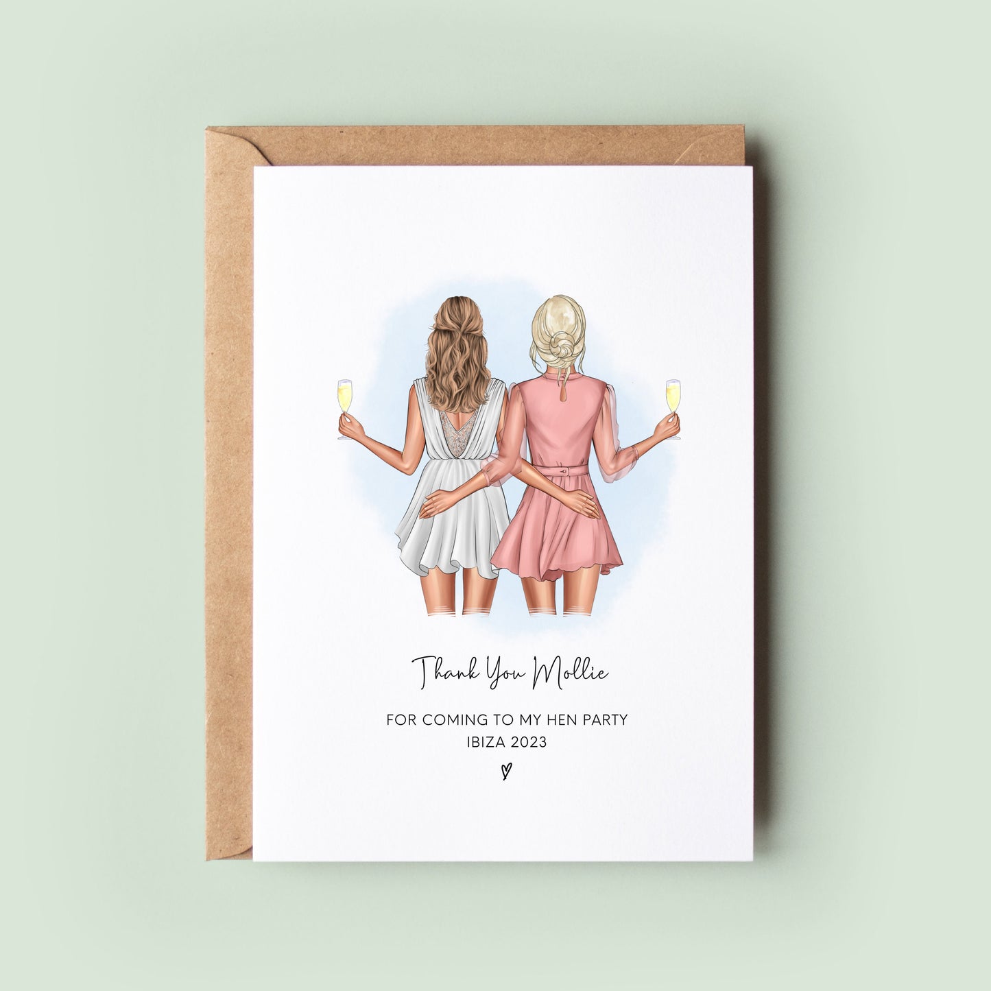 Personalised Hen Party Thank You Card, Bridal Shower Thank You Card, Thank You For Arranging My Hen Party Card, Bridesmaid Card, Bridesman
