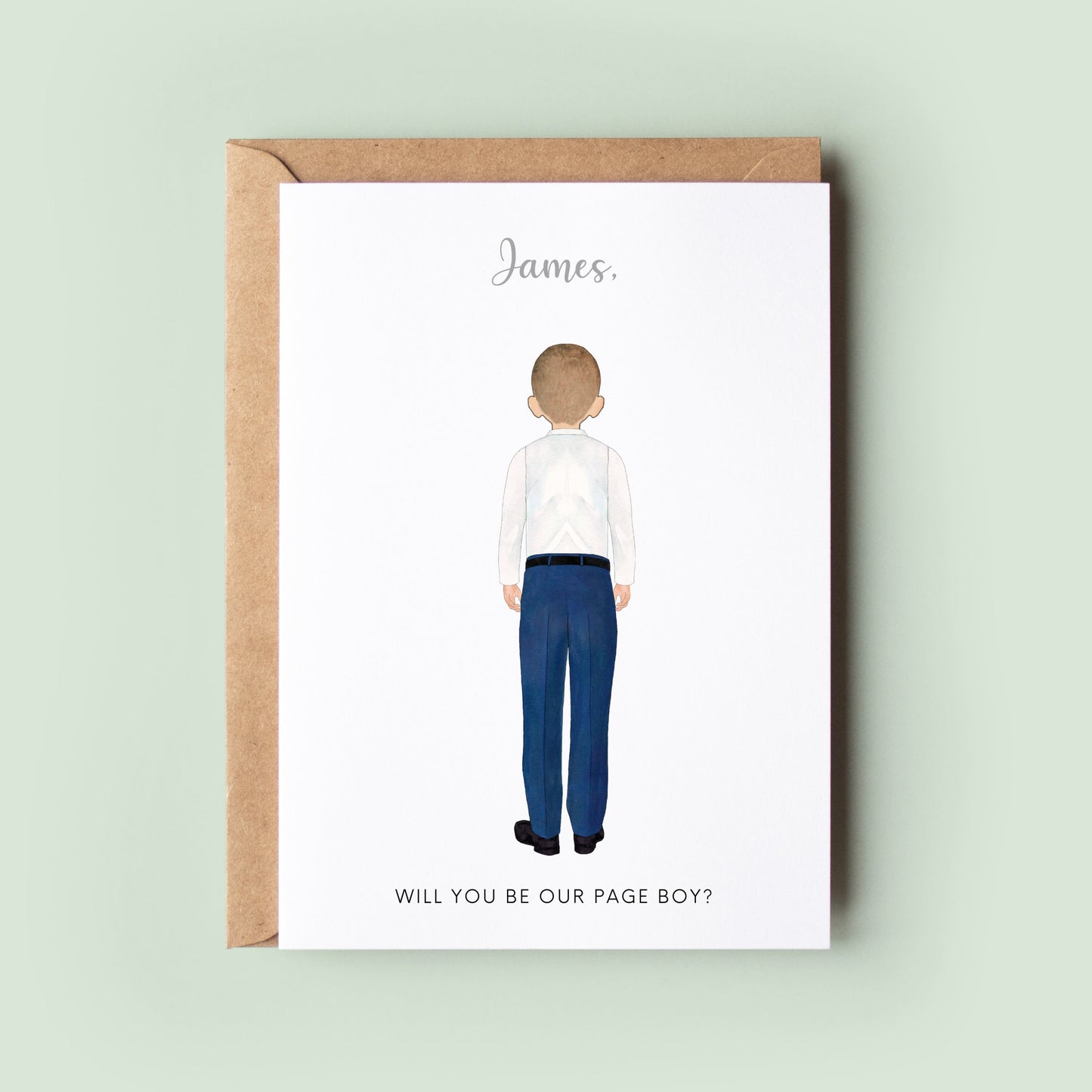 A personalised card for proposing to page boy, best man or ring bearer.