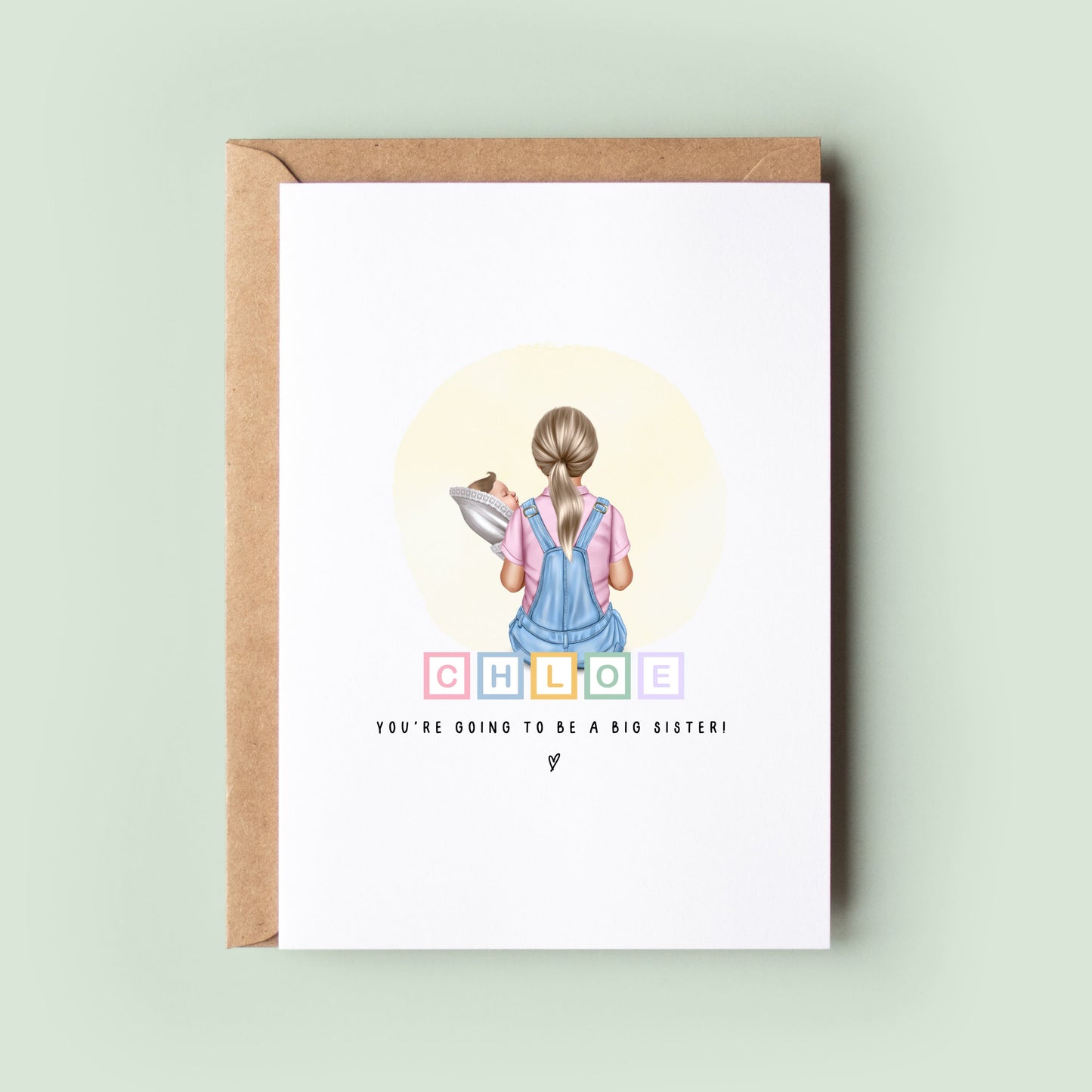 Personalised You're Going To Be A Big Sister Card, Big Sister Baby Announcement Card, Big Sister Pregnancy Card, Baby Card, Baby Reveal Card